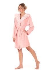 FLORA krátký župan s kapucí - Růžová perla, vel. S, galerie